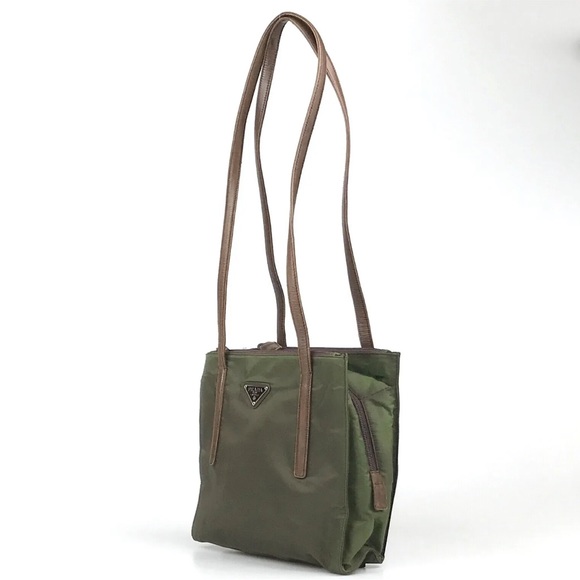 Prada Dark Khaki Green Nylon Shoulder Bag - Picture 4 of 10